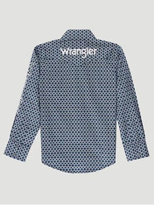 Wrangler Yth Logo Ls Snap Shirt Navy Prt 112337437