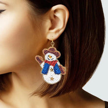 Load image into Gallery viewer, 103727 Christmas Western Snowman Seed beaded Dangle Earring