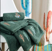 Load image into Gallery viewer, HiEnd Accents Serape Cactus 3PC Bath Towel Set, Turquoise TW-1756-OS