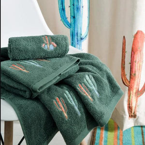 HiEnd Accents Serape Cactus 3PC Bath Towel Set, Turquoise TW-1756-OS