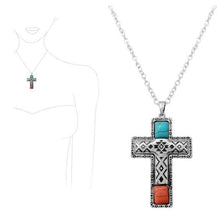 Load image into Gallery viewer, Icon Western Cross Turq Stone Pendant Jewelry