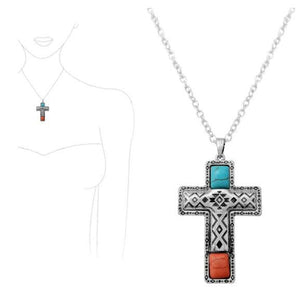 Icon Western Cross Turq Stone Pendant Jewelry