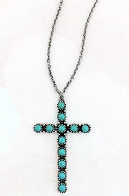 Crystal Avenue Turquoise Vickery Cross Necklace