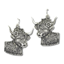 Load image into Gallery viewer, 113124 &amp; 113133 Western Flower Cow Paperclip Chain Necklace &amp; Earrings Set