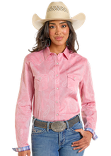 Load image into Gallery viewer, Panhandle Slim Rough Stock Womens Long Sleeve Snap - Rose/Mauve - RWN2S06527