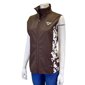 Cowgirl Hardware Dk Chocolate Cow Prt Accent Poly Shell Vest 287294-661-W