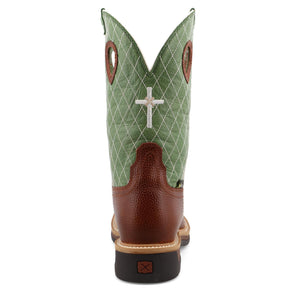 Twisted X  12" Western Work Boot Cognac Glazed Pebble & Lime MLCSM01