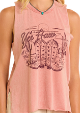 Load image into Gallery viewer, Rock &amp; Roll Denim Yee Haw Graphic Tank - Rose/Mauve BW20T06448