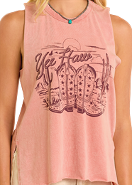 Rock & Roll Denim Yee Haw Graphic Tank - Rose/Mauve BW20T06448