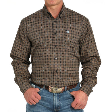 Cinch Men's Black Geo Print Long Sleeve Button Shirt MTW1105953