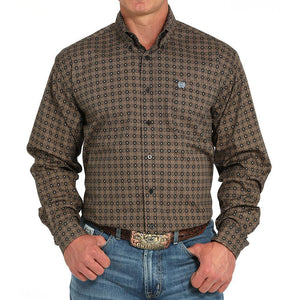 Cinch Men's Black Geo Print Long Sleeve Button Shirt MTW1105953