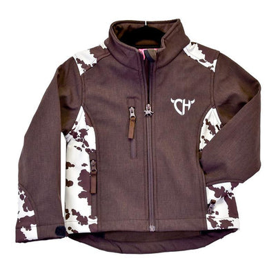 Cowgirl Hardware Inf/Tod Cow Print Accent Poly Shell Jacket Dk Chocolate 892293-661