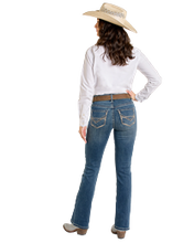Load image into Gallery viewer, Rock&amp;Roll Women&#39;s Bootcut Petal Stitch Emb Riding Jean BW4RD06394