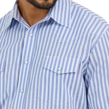 Load image into Gallery viewer, Wrangler Men&#39;s Wrinkle Resist Long Sleeve Western Snap Stripe Shirt 112365848