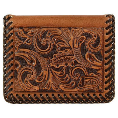 Justin Front Pocket Card Case Tooled w/Whipstitch 21727866W5