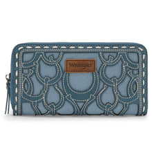 Load image into Gallery viewer, Montana West Wrangler Horseshoe Cutout Zip Around Wallet Jean WG292-W082JN