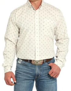 Cinch Gray Mens Long Sleeve Button Down Rooster Print- MTW1105933