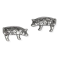Load image into Gallery viewer, 107104 &amp; 107105 Western Themed Flower Engraved Pig Pendant Necklace &amp; Earrings