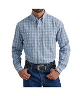 Wrangler GS Blue Plaid LS Button 112338108