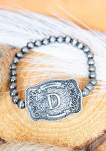 Load image into Gallery viewer, TIPI Branded Buckle Initial Silver Pearl Bracelet