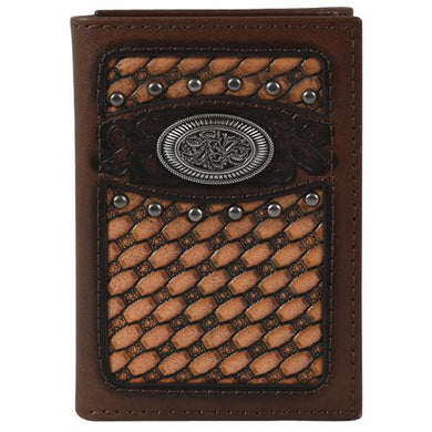 Justin Trifold Wallet Chestnut Basketweave 22054765W4