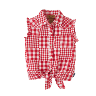 Wrangler Red Check Plaid Snap Sleeveless 112346581