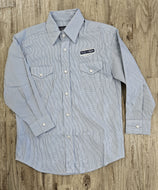 Panhandle Boy's Blue Pin Striped Pearl Snap RBN2S04588