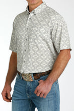 Load image into Gallery viewer, Cinch Mens Short Sleeve Aztec Print Arena Flex Grey MTW1704135