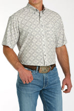 Load image into Gallery viewer, Cinch Mens Short Sleeve Aztec Print Arena Flex Grey MTW1704135