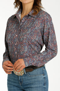 Cinch Ladies Long Sleeve Paisley Arena Flex Shirt MSW9163024