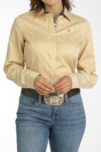 Load image into Gallery viewer, Cinch Womens Gold Stripe Tencel Long Sleeve MSW9165052