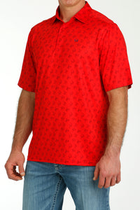 Cinch Mens Short Sleeve Polo Red Arena Flex MTK1863036