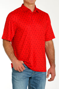 Cinch Mens Short Sleeve Polo Red Arena Flex MTK1863036