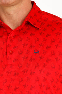 Cinch Mens Short Sleeve Polo Red Arena Flex MTK1863036