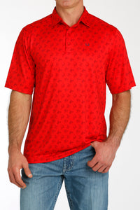 Cinch Mens Short Sleeve Polo Red Arena Flex MTK1863036