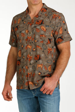 Cinch Mens S/S Branding Camp Shirt BR MTW1401045