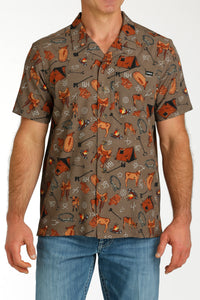 Cinch Mens S/S Branding Camp Shirt BR MTW1401045