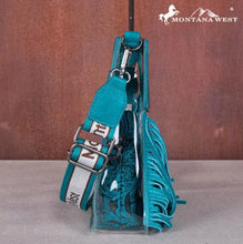 Load image into Gallery viewer, Montana West Western Fringe Stadium Clear Crossbody Bag with Detachable Pouch - Turquoise MW1251-199TQ