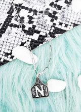 Load image into Gallery viewer, TIPI Cattle Tag Initial Silvertone Necklace