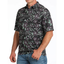 Load image into Gallery viewer, Cinch Men&#39;s Arenaflex Black Floral Short Sleeve Polo MTW1865036
