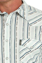 Load image into Gallery viewer, Cinch Modern Fit Stripe Snap Shirt Wh/Nv/Teal  MTW1303086
