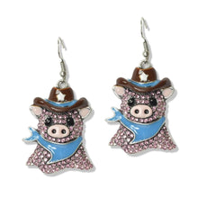 Load image into Gallery viewer, 112674 &amp; 112683 Western Pave Crystal Enamel Cowboy Pis Pendant Necklace &amp; Earrings