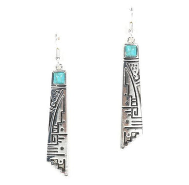 Hippie Western Engraved w/Turq Stone Earrings