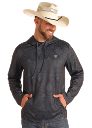 Rock & Roll Performance Aztec Printed Hoodie Black BM94T05976