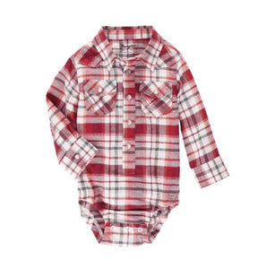 Wrangler Red Plaid Flannel Romper LS 112338159