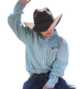 Cinch Turquoise Boys Long Sleeve Button Down- MTW7060383