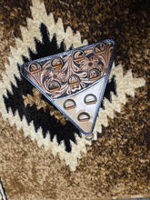 Load image into Gallery viewer, Western Linens Cowhide &amp; Tooled Leather Scarf Holder