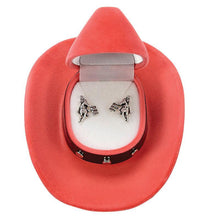 Load image into Gallery viewer, Barrel Racer Earrings in Cowboy Hat Gift Box HE-140