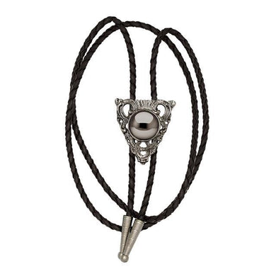 Silver Arrowhead Bolo Tie with Mirrored Stone