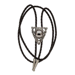 Silver Arrowhead Bolo Tie with Mirrored Stone